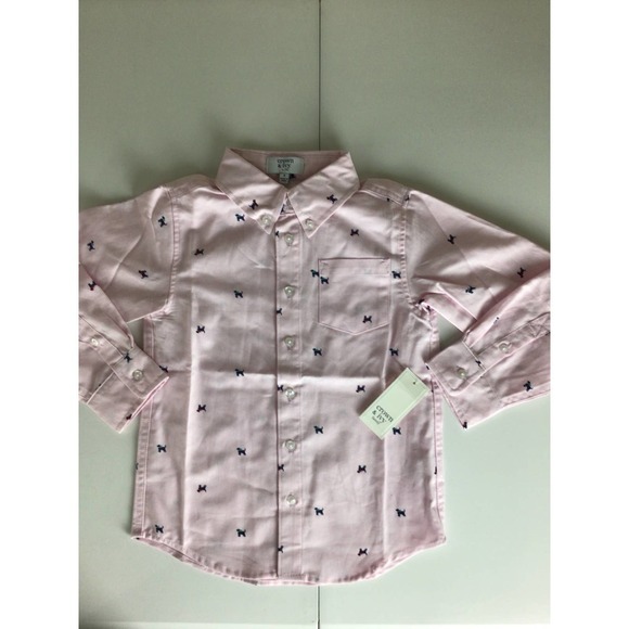 crown & ivy Other - NWT Crown and Ivy Boys Button Front Shirt Pink Stripe Pineapple Print Size 5